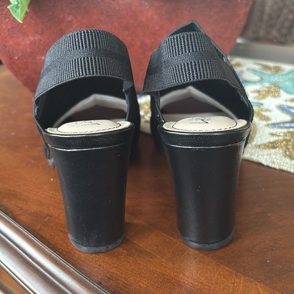 Brand New Life Stride Flex Black Fabric Stretch Fly Knit Slingback Heels Sandals - Picture 5 of 14